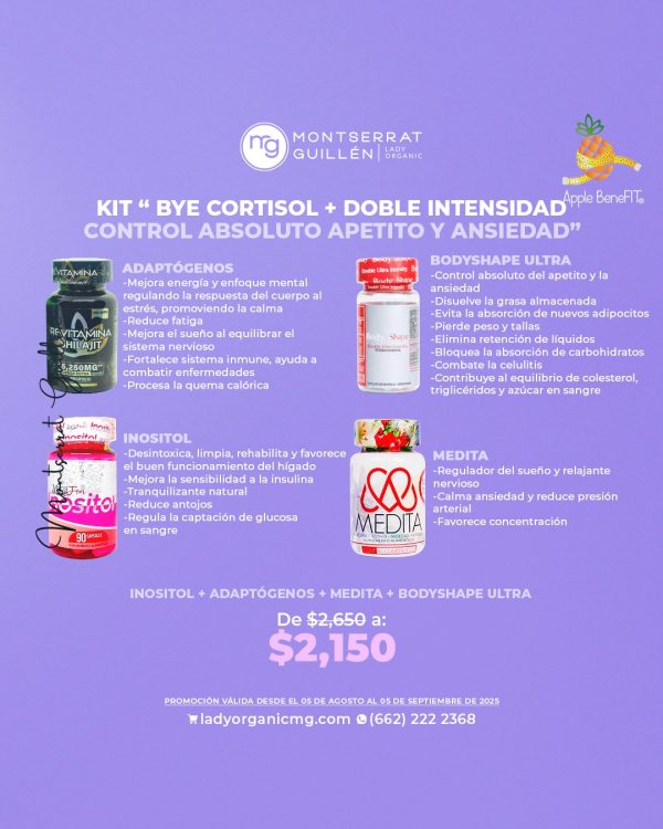 KIT "BYE CORTISOL, DOBLE INTENSIDAD CONTROL ABSOLUTO APETITO Y ANSIEDAD"