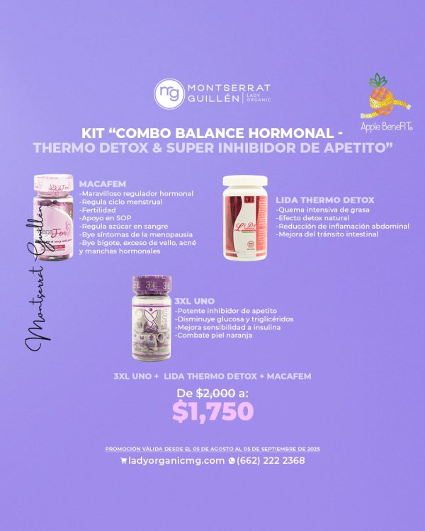 KIT "COMBO BALANCE HORMONAL - THERMO DETOX & SUPER INHIBIDOR DE APETITO"
